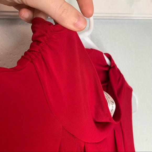 Per Seption Petite Business Casual Red Blouse - Picture 5 of 8
